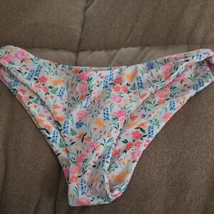 Kulani Kinis White Floral Bikini Bottoms with Pink & Orange Flowers